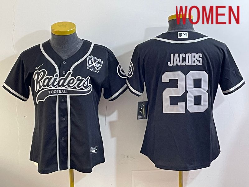 Women Oakland Raiders #28 Jacobs Black Joint Name 2024 Nike Limited NFL Jersey style 4->women nfl jersey->Women Jersey